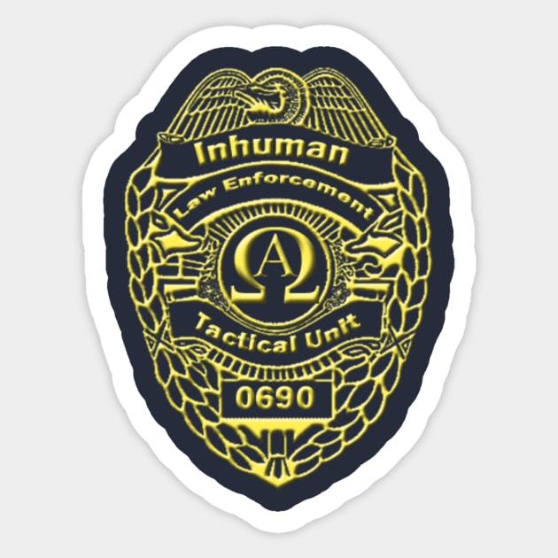 Inhuman Law Enforcement Badge Sticker by anubicdarque